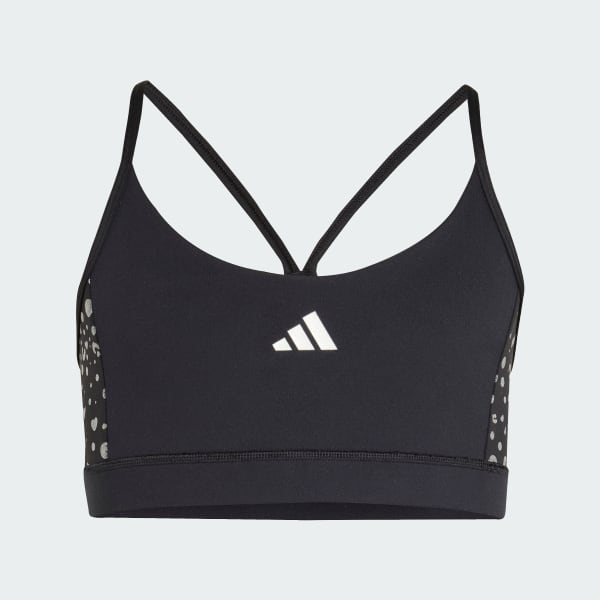 Siyah Train Essentials Glam Print Çocuk Sporcu Sütyeni