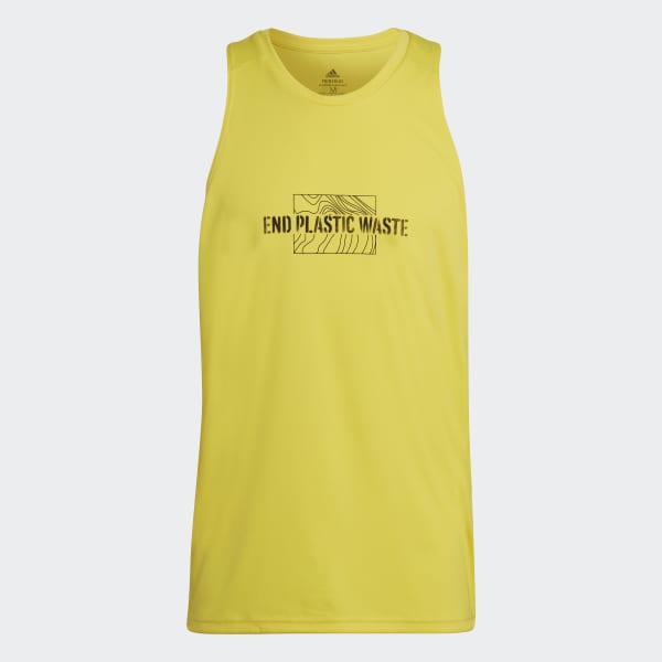 Yellow Own The Run End Plastic Waste AEROREADY Graphic Tank Top LOQ96