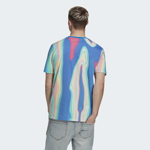 Blue Hyperreal Allover Print Short Sleeve Tee ZF573