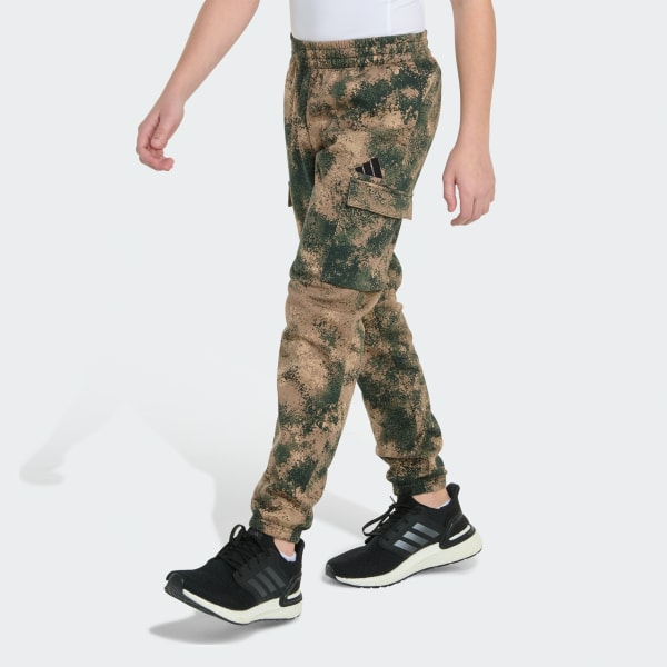 Brown Elastic Waistband Woodland Camo Printed Cargo Joggers
