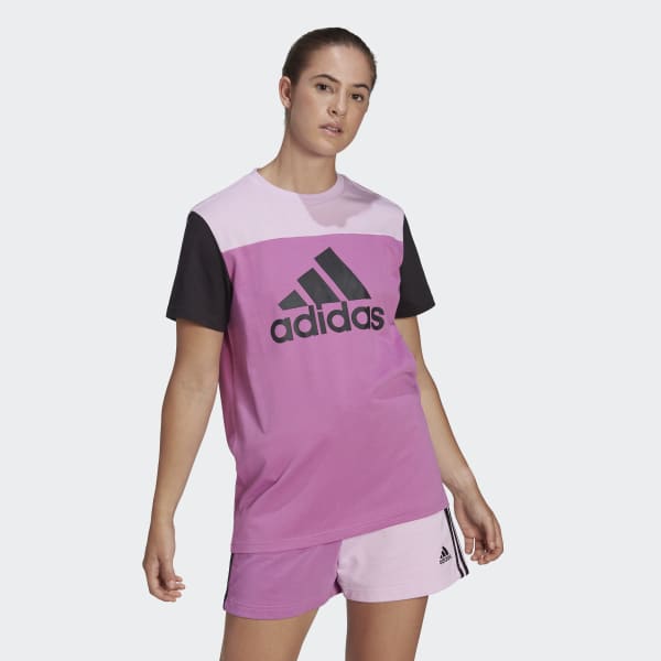 Fioletowy Essentials Colorblock Logo Tee TU382