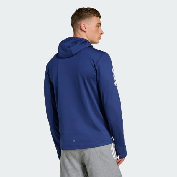 Niebieski Bluza z kapturem Own The Run Winterized Hooded Half-Zip