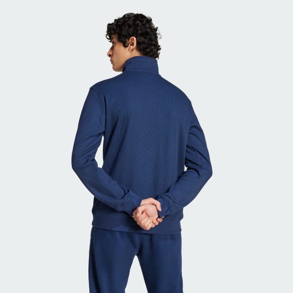 Blue Trefoil Essentials Waffle 1/2 Zip Sweatshirt