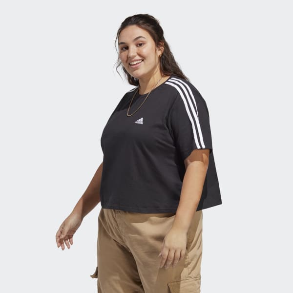 adidas Essentials 3-Stripes Crop Top - Black | adidas Canada