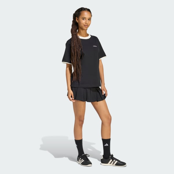 Black Seasonal Essentials Colorpop T-Shirt with Embroidered Graphic