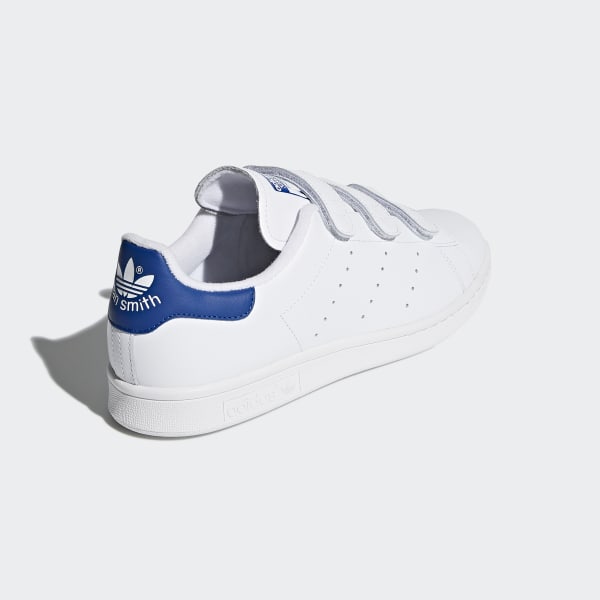 Men's Stan Smith Cloud White & Blue Hook & Loop Shoes | adidas UK