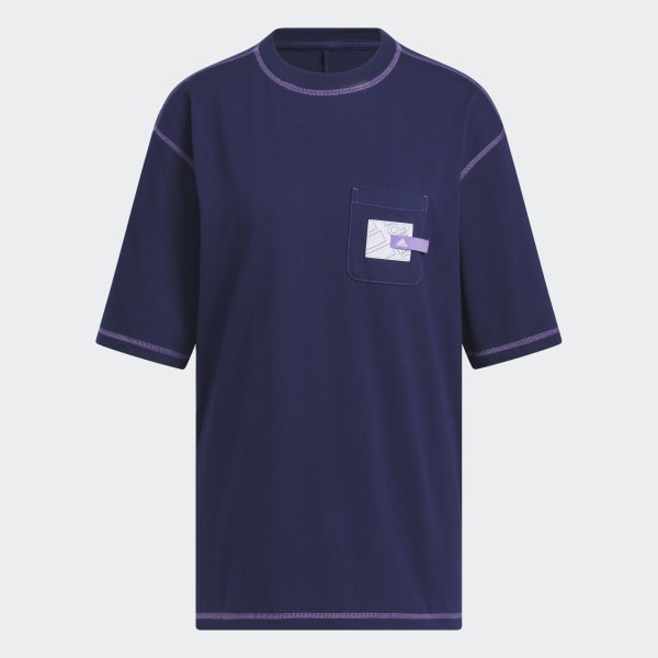 Niebieski Sport Statement Boyfriend Pocket T-Shirt