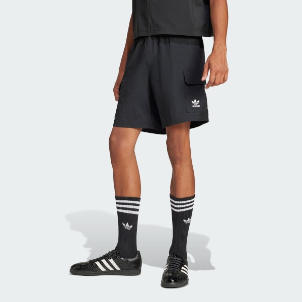 Black Trefoil Essentials Woven Cargo Shorts