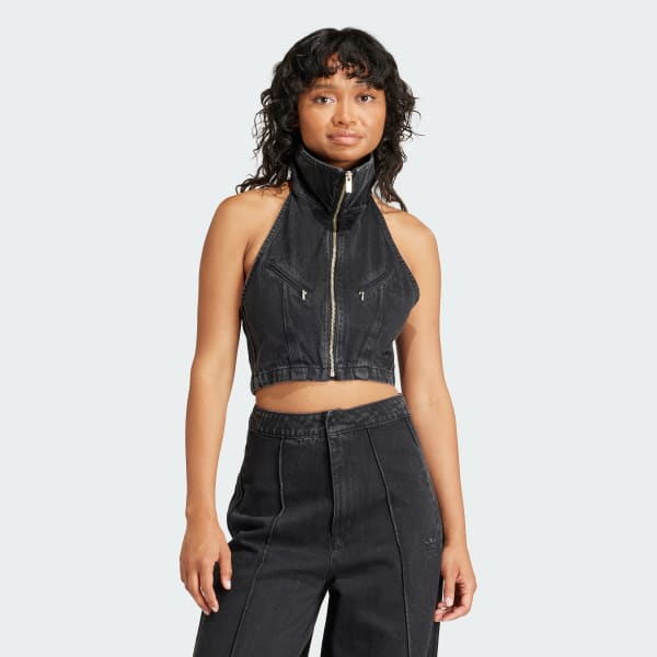 Negro Chaleco Corto Fashion Montreal Denim