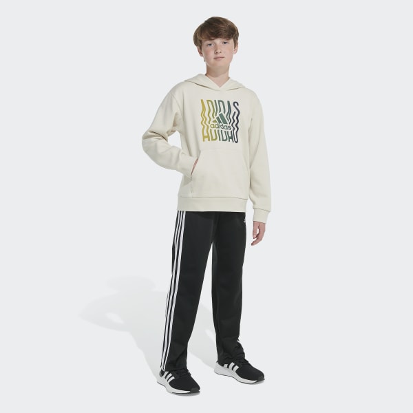 adidas Game On Graphic Fleece Pullover Hoodie Beige Kids