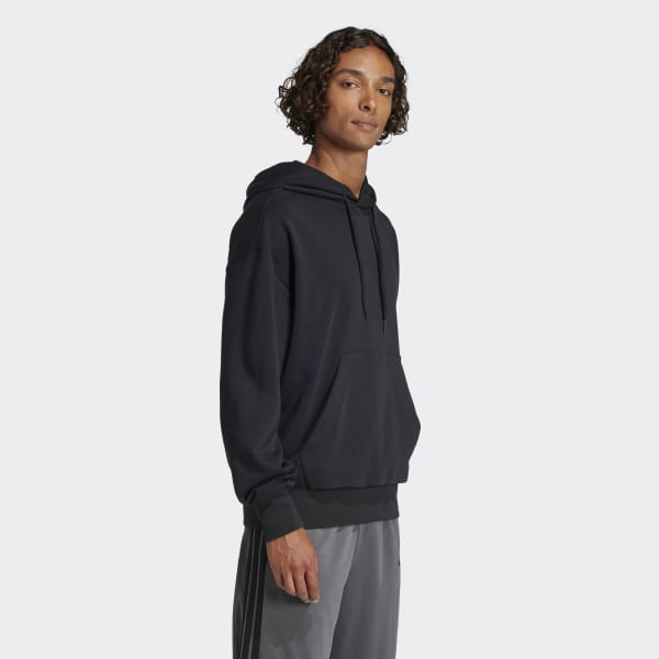 adidas Essentials Loose-Fit 3 Bar Logo French Terry Hoodie - Black