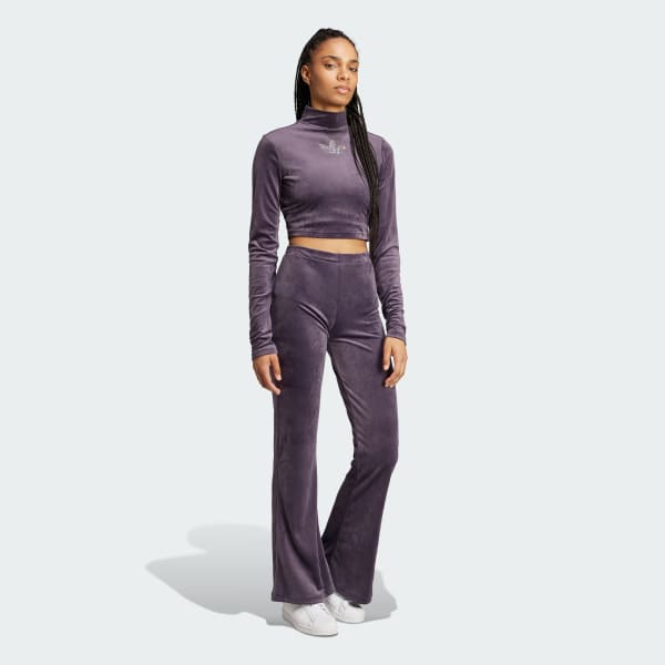 ボトムスその他 adidas Rhinestone Trefoil Velvet Pants Black IY5468 adidas Velvet Pants With Rhinestone Trefoil - Black | Free