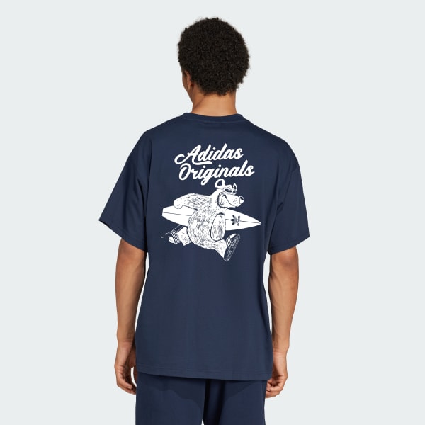 สีน้ำเงิน เสื้อยืดทรงโอเวอร์ไซส์ SURF BEAR GFX