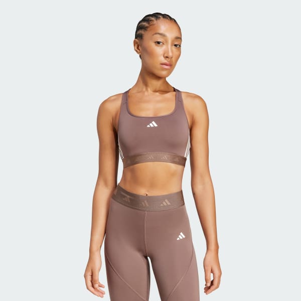 Marron Brassière de training 3 bandes Powerreact Hyperglam Maintien moyen