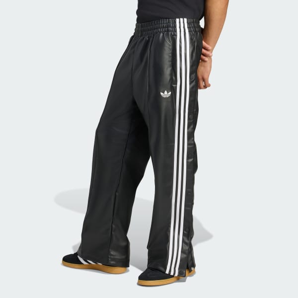 Sort adidas x Jeremy Scott brede bukser i imiteret læder