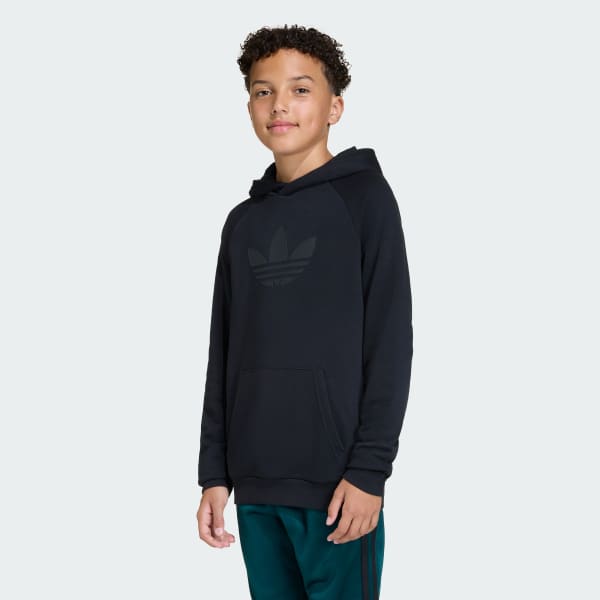 Negro POLERA CON CAPUCHA GRAPHIC TRÍFOLIO HOLGADA