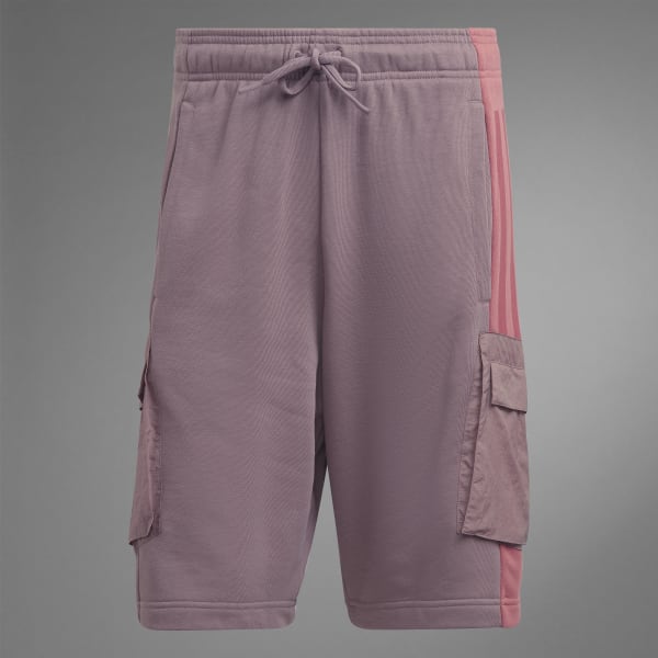 Purple Colorblock French Terry Shorts