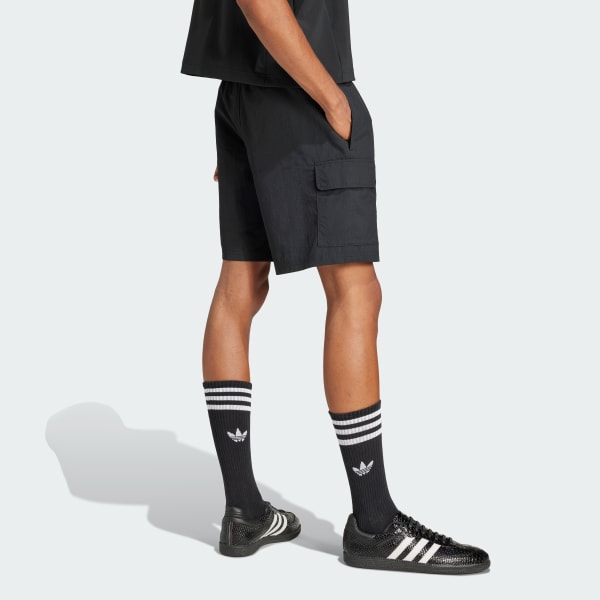 Black Trefoil Essentials Woven Cargo Shorts