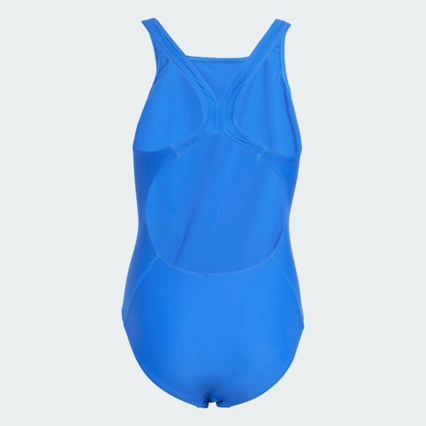 Blue Solid Small Logo Swimsuit