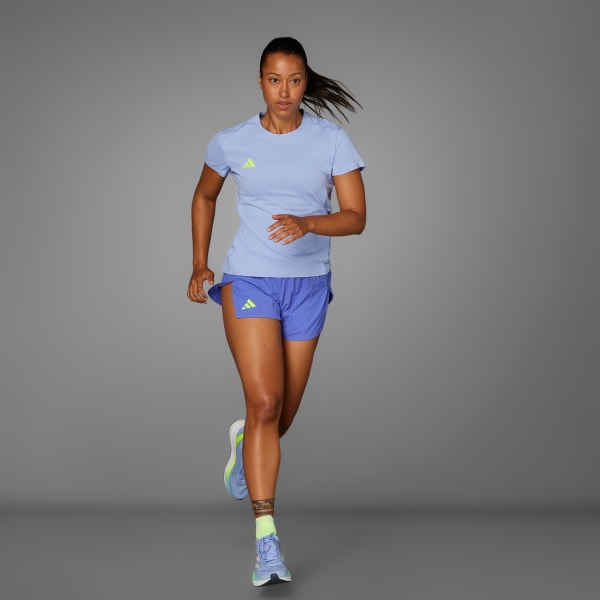 สีน้ำเงิน กางเกงวิ่งขาสั้นผ่าข้าง Adizero Essentials