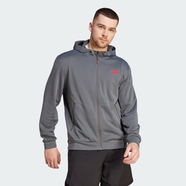 Szary Train Essentials Seasonal Training Full-Zip Hoodie