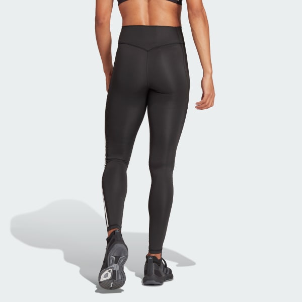 Negro Mallas Optime 3 Franjas Largo Completo Corte Alto