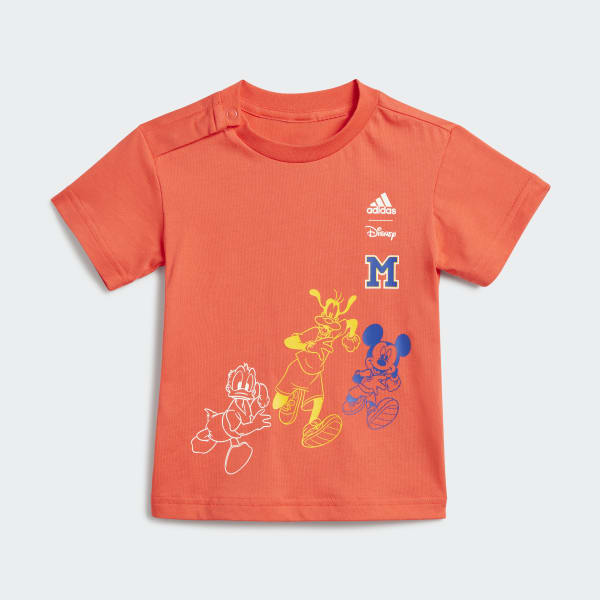 Red adidas x Disney Mickey Mouse Tee and Shorts Set