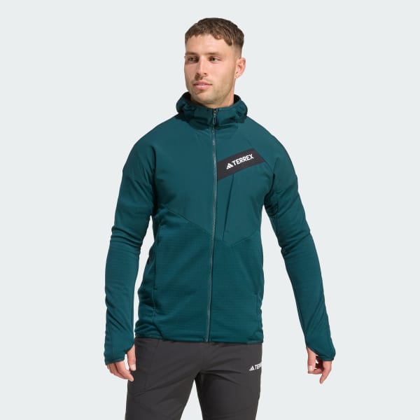 Zielony Terrex Techrock CLIMAWARM+ Wind Hooded Fleece Jacket