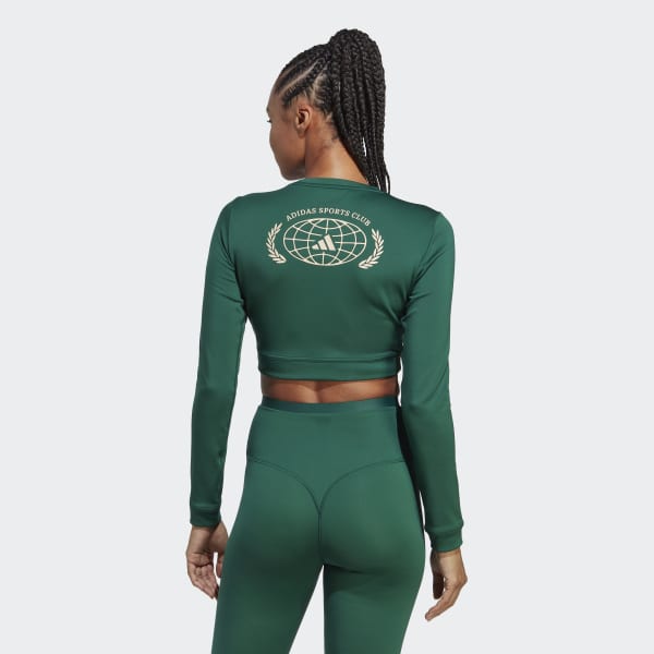 adidas Training Sports Club back print graphic long sleeve crop