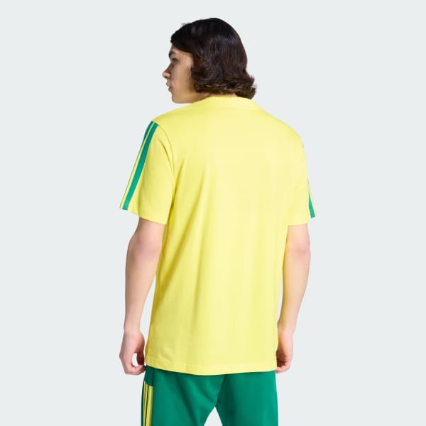 Amarelo Camiseta em Malha Simples Essentials Três Listras