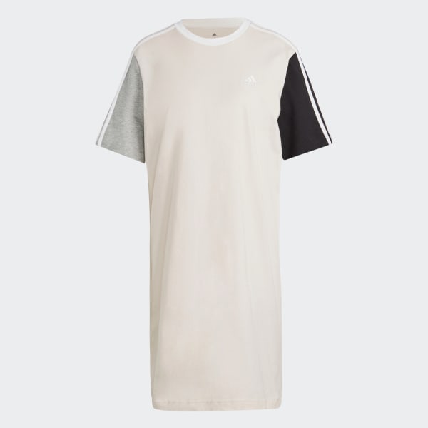 Rosa Essentials 3-Streifen Single Jersey Boyfriend T-Shirt-Kleid