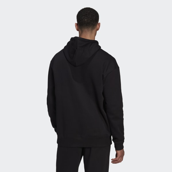 Black Essentials FeelVivid Cotton Fleece Drop Shoulder Hoodie TT585