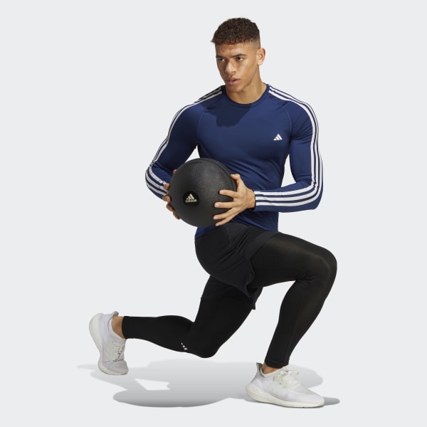 Blue Techfit 3-Stripes Training Long Sleeve Tee