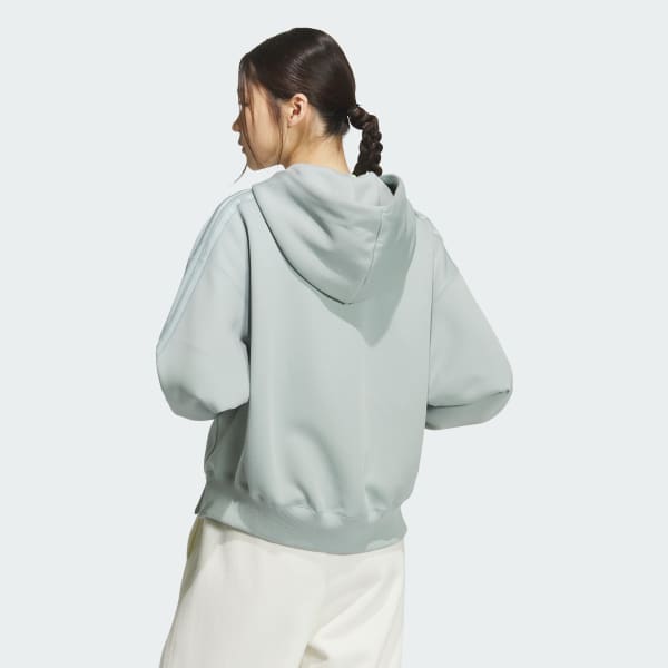 グリーン エッセンシャルズ プラス スリーストライプス スペーサーニット ルーズフィット フルジップ パーカー