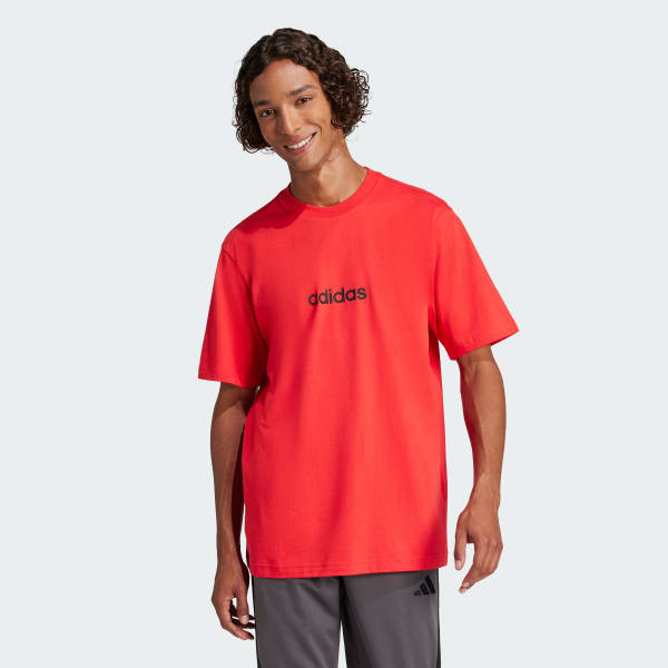 Polera Essentials Linear - Rojo adidas | adidas Chile