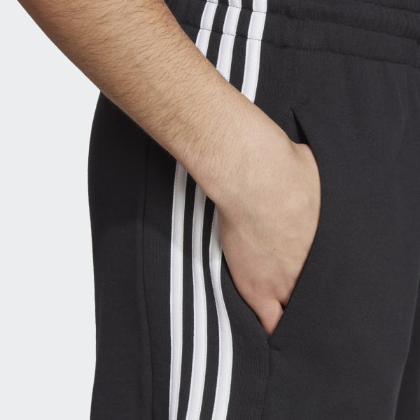 adidas Essentials French Terry 3-Stripes Shorts - Black | adidas Australia
