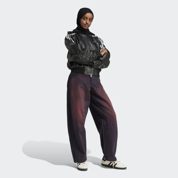 adidas JX9225 ブラックレザージャケット M adidas Adilenium Season 3 Vintage Faux Leather Jacket - Black