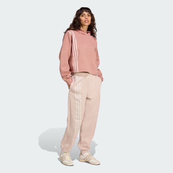 Rosa Off Placed 3-Stripes Huvtröja