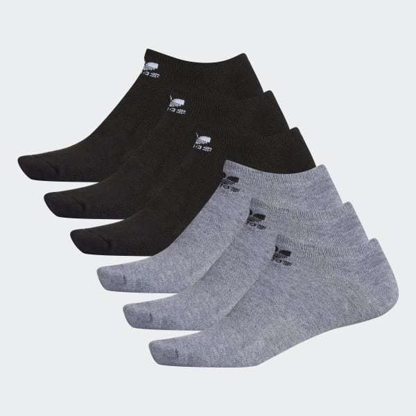Grey Trefoil No-Show Socks 6 Pairs LCL32A