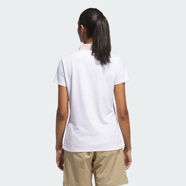 White Ultimate365 Gingham Short Sleeve Polo Shirt