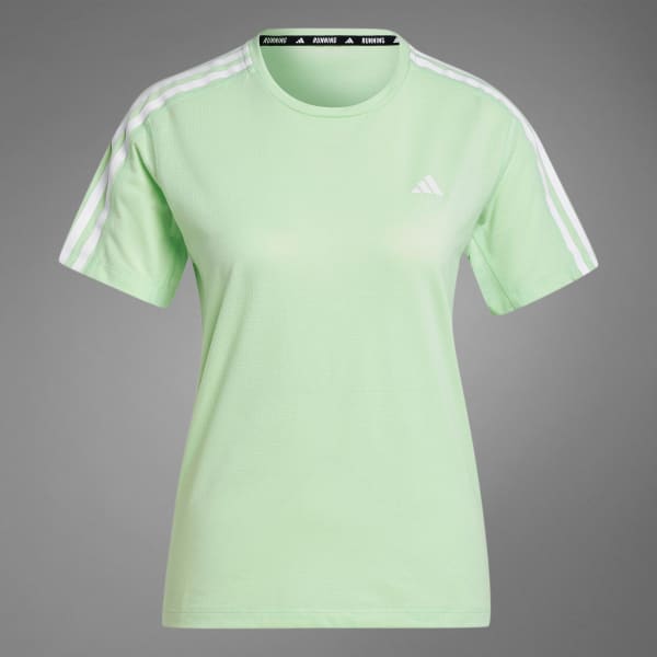 adidas Own the Run 3-Stripes Tee - Green | Free Shipping