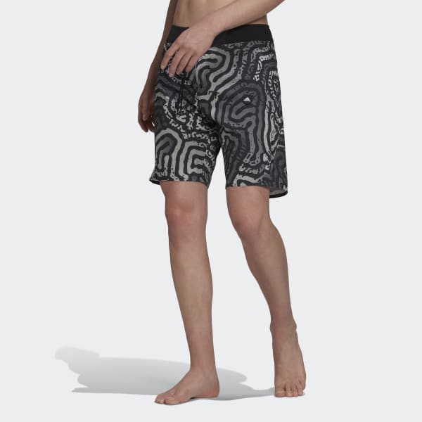 Black Classic-Length Colour Maze Tech Board Shorts