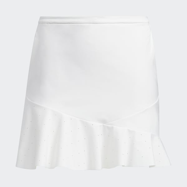 White Statement Punching Flared Skirt