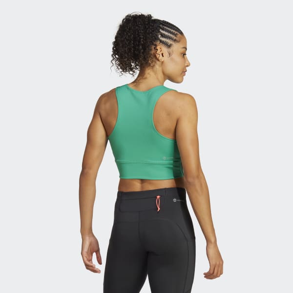 Green Run Icons 3-Stripes Cooler Running Crop Top