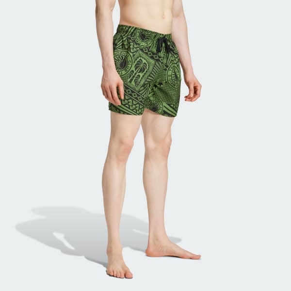 Green adidas x FARM 3-Stripes Swim Shorts 5-Inch