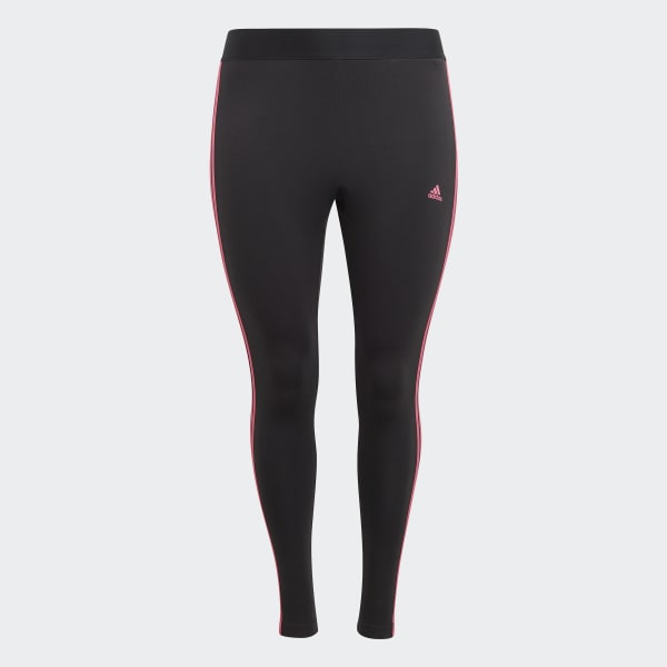 Black Essentials 3-Stripes Leggings (Plus Size)