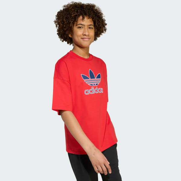 Tシャツ・カットソー ADIDAS Washed Oversized Trefoil Tee 4FK1297 adidas Oversize Trefoil Tee - Red | Free Shipping with