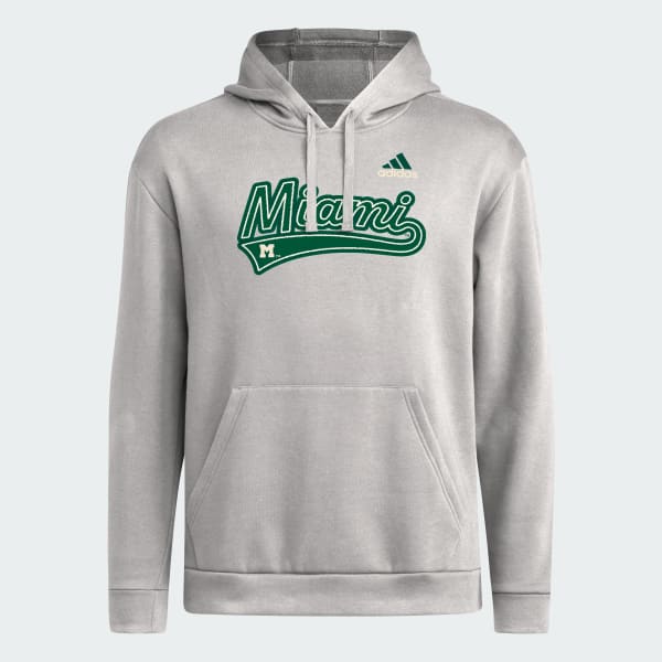 adidas Miami Hurricanes Fleece Hooded Sweatshirt Grey Free Shipping with adiClub adidas US