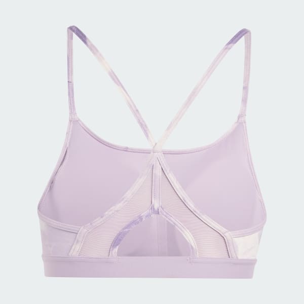 สีชมพู บราซัพพอร์ตระดับต่ำพิมพ์ลายดอกไม้มัดย้อม Aeroreact Training Essentials