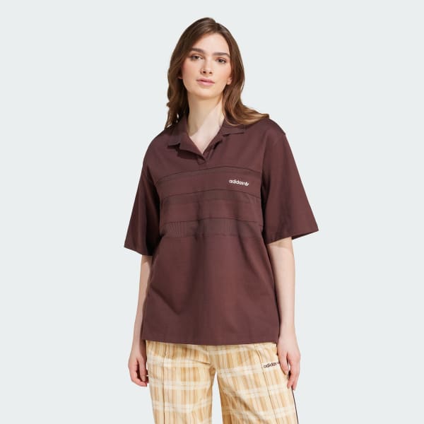 Kahverengi Oversized Kısa Kollu Polo Tişört